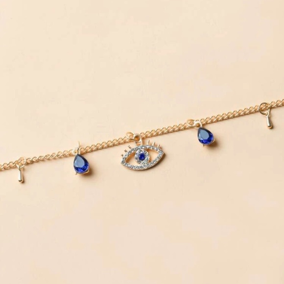 3/$30 NEW! Rhinestone Evil Eye Necklace Rhinestone Cute Boho - Picture 3 of 4